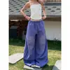 Comércio transfronteiriço calças retas versáteis com efeito desgastado calças de moletom casuais estilo americano retrô com letras infantis calças largas soltas femininas