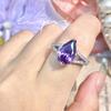Anillo de Tesoro de Color Sencillo Elegante con Diseño de Lujo Ligero, Anillo de Anillo de Perla en Forma de Gota de Agua de Diamante Azul Marino con Diamante de Carbono Alto y Corindón Rojo para Mujer