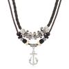 Collar de joyería tejido a mano con nudos de cuentas de madera multicapa, aleación de mariposa artística retro europea y americana