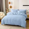 Ventas Directas de Fábrica Transfronterizo Amazon Color Sólido Cepillado Bicolor 90Gsm Funda de Edredón Funda de Almohada Juego de Cama de Tres Piezas