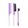 Peine de cola puntiaguda de tres filas para peluquería transfronteriza, peine de doble cabezal, cepillo de modelado, cepillo de dientes, cepillo de cejas, cepillo para maquillaje, juego de peinado recogido.