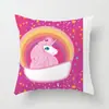 Suministro directo de fábrica funda de almohada creativa cuadrada de dibujos animados de unicornio linda funda para cojín de respaldo de sala de estar dormitorio del hogar