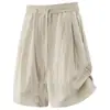 Shorts de Linho Masculino 2026 Verão Novo Estilo Solto Comprimento Médio Respirável Versátil Casual Fino Shorts de Liocel