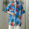 Camisa Floral de Manga Corta Retro Ulzzang Estilo Hong Kong para Hombre Estilo Harajuku Holgada Ins Camisa Ropa de Protección Solar para Pareja de Playa Moderna