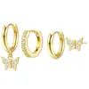Amazon Europeo y Americano Exquisitos Pendientes de Mariposa Juego de Cuatro Piezas Pendientes y Accesorios para Orejas Elegantes de Gama Alta para Mujer