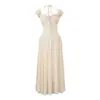Vestido Halterneck con Cuello de una Línea con Dobladillo en la Oreja Estilo Resort Francés Verano Nuevo Adelgazante de Cintura Falda Larga