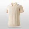Camisa Polo de punto jacquard vintage para tiempo libre de manga corta para hombre americano camiseta de color liso ligeramente maduro básica Primavera Verano