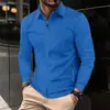 Jaqueta masculina de outono casual versátil com zíper e gola polo em waffle - Amazon europeia e americana transfronteiriça