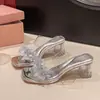 Sandalias Florales de Estilo Hada Francés Nuevas de Verano para Mujer 2026 Sandalias Transparentes con Pedrería para Aumentar la Altura Sandalias de Deslizamiento con Tacón Grueso