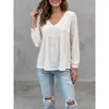 Otoño 2026 Nuevo Moda Femenina Transfronteriza Europea y Americana Cuello en V Encaje Terciopelo Casual Holgado Manga Larga Camisa Superior