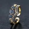 Anel Cruzado Desejo Design em V de Camada Dupla Totalmente Cravejado com Pedras Colorido Preservado Moda Design Estiloso Joia de Alto Padrão Mais Vendida