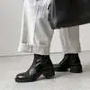 Botines Chelsea de piel lavada de alta calidad para el día a día, colección otoño/invierno 2026, con tacón medio grueso, punta redonda y diseño versátil, hechos de piel genuina, botines para mujer
