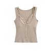 Camisola de Encaje con Botones Estilo Americano Spice Girl para Mujer Verano 2025 Nuevo Color Sólido Ajustado Top Corto