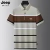 Camisa Polo Masculina de Verão 2026 Camiseta Listrada Bordada Roupas para Jovens e Homens de Meia-Idade Top Camiseta de Manga Curta com Gola Polo