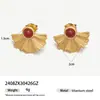 Brincos Tina Europeus e Americanos de Aço Titânio Simples e Sofisticados Moda Feminina Flor Pedra Natural Brincos Joias Populares Transfronteiriças
