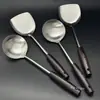 Espátula de Acero Inoxidable Engrosada Cuchara para Sopa Pala para Saltear Pala para Saltear Doméstica de Cocina con Mango de Madera para Chef Cuchara Especial para Saltear