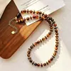 Maillard Vintage 6mm Piedra Ojo de Tigre Natural, Cristal Amarillo, Perla, Turquesa de Imitación, Conjunto de Collar y Pulsera de Jaspe
