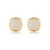 Brincos de Prata S925 Banhados a Ouro com Pedra de Jade Hetian Huibao Li Formato Cubo de Açúcar Simples, Compactos, Modernos e Requintados Brincos Versáteis