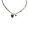 Collar de Cuentas Corazón de Piedra Natural 2025 Nuevo Hecho a Mano de Cuentas Lujo Accesible Cadena para Suéter de Gama Alta Colgante Retro para el Cuello