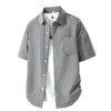 Nova Camisa de Verão 2026 com Gola para Homens, Sensação de Gelo Respirável, Confortável, Versátil, Solta, Tamanho Grande, Camisa de Manga Curta Lisa para Homens