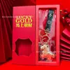 Hazte Rico al Instante Llavero de Oro Puro 999 Set de Caja de Regalo Bolso Dorado Colgante Regalo de Banco, Casa de Bolsa, Compañía de Seguros