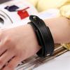 Fabricantes fornecem moda vintage pulseira punk de couro genuíno pulseira masculina pulseira de couro bovino dupla camada coreana mais vendida