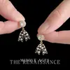 Pendientes Retro de Lujo Ligero con Lazo de Circonita y Lunares de Cinta para Mujer