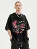 Camiseta Lavada Hip-Hop Streetwear para Hombre con Gráfico de Anime Dragon Ball, Top de Algodón Harajuku, Manga Corta Vintage de Verano