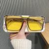 Gafas de sol de una pieza con montura grande de celebridades de Internet, estilo retro para mujer, gafas de sol amarillas, gafas de sol de alta calidad resistentes a los rayos UV para hombre.