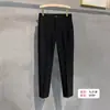 Pantalones Cortos Cónicos de Color Sólido Otoño para Hombre Estilo Británico Sin Planchar Ajustados Tipo Leggings Cintura Lateral Elástica Pantalones Casuales para Hombre