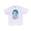 Comercio exterior al por mayor transfronterizo marca de tendencia estilo japonés camuflaje tiburón, cabeza de tigre, hombre-mono bloques de color luminoso manga corta corte holgado camiseta de pareja