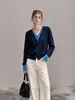 Suéter de punto slim-fit estilo francés para mujer, versátil para el trabajo, con un diseño único y sofisticado, manga larga