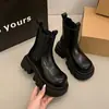 Botas Chelsea de Cano Curto com Forro de Lã para Mulheres Petites, Botas Martin com Salto Plataforma Aumentador de Altura, Novo Estilo Outono/Inverno 2026, Botas estilo Britânico