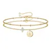 Pulseira de Trevo de Quatro Folhas com Zircônia Amazon Transfronteiriça, 26 Letras, Fashion, Simples, Luxo Leve, Versátil, Elegante, Joia de Camada Dupla para Mulheres