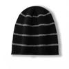 Cachecol 2025 Outono e Inverno Novo Chapéu de Tricô Feminino Casual com Listras Coloridas Chapéu de Orelha Quente para Exterior com Ponta