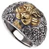 Anillo de tigre retro negro de plata tailandesa retro en vivo ajustable hip hop marea punk dominante anillo de rosa de tigre