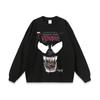 Americana marca de moda de rua vintage cartoon estampado manga curta T-shirt pesada 260g pequeno decote angustiado lavado meia manga tee