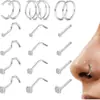 Piercing de Nariz de Aço Inoxidável Europeu e Americano com Zircônia Barra Reta Barra L Barra S Piercing Corporal Joia de Nariz Personalizada Em Estoque Preço de Fábrica