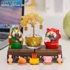 Figuras de Dioses Estilo Chino Zhong Kui y Guan Yu, Árbol de la Fortuna de Cristal Amarillo, Árbol del Dinero de Cristal Morado, Adorno de Decoración de Escritorio del Dios de la Riqueza para Atraer Riqueza