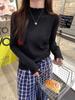 Top Básico Tricot Colorido Dopamina 25 Outono e Inverno Novo Gola Alta Malha Slim Malha de Manga Longa Top