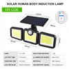 Nueva lámpara de pared solar de 333 LED con división transfronteriza, lámpara de jardín solar para exteriores, lámpara de inducción del cuerpo humano