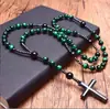 Amazonas Piedra Natural Colgante de Cruz Collar Piedra Ojo de Tigre Cruz Vesícula Biliar de Hierro Rosario para Hombres Collar Venta al por Mayor