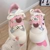 Lindos Zapatos Rosas de Pan de Cabeza Grande Leche Fufu Fondo Grueso Zapatos Puff Nuevo Estilo 2025 Zapatos de Tablero Versátiles Zapatos Blancos de Estudiante