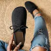 Mocasines de Punto Negros para Mujer de Primavera con Suela Suave y Tacón Alto, Zapatos Casuales Planos Cómodos y Versátiles para Caminar