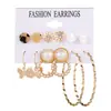 Set de Aretes de Aro con Perlas para Mujer Pendientes Geométricos Pendiente Círculo