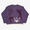 Suéter Harajuku transfronteiriço outono e inverno moderno gola redonda modelagem solta jacquard bidimensional unissex subcultura manga longa atacado