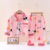 [Conjunto de Ropa para Casa] Pijama 100% Algodón Puro para Niños, Estilo Dibujos Animados Primavera y Otoño, Estilo Cálido y Casual para Bebés