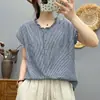 Camisa sin mangas de gasa de algodón de doble capa con cuello de volantes y estampado de espiga para mujer, estilo artístico vintage de verano, top 100% algodón suave y agradable para la piel