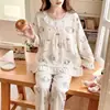 Dulce conjunto de pijama estilo princesa para mujer, colección primavera y otoño, conjunto de algodón de manga larga con estampado de nubes, nuevo diseño 2026, se puede usar como ropa de estar por casa