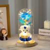 Cúpula de Vidro Rosa Simulado Pêndulo Presente Dia das Mães Flor em Folha de Ouro Urso de Espuma Luzes Decorações Luminosas Ornamentos Criativos